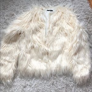 Never worn Shein faux fur white coat